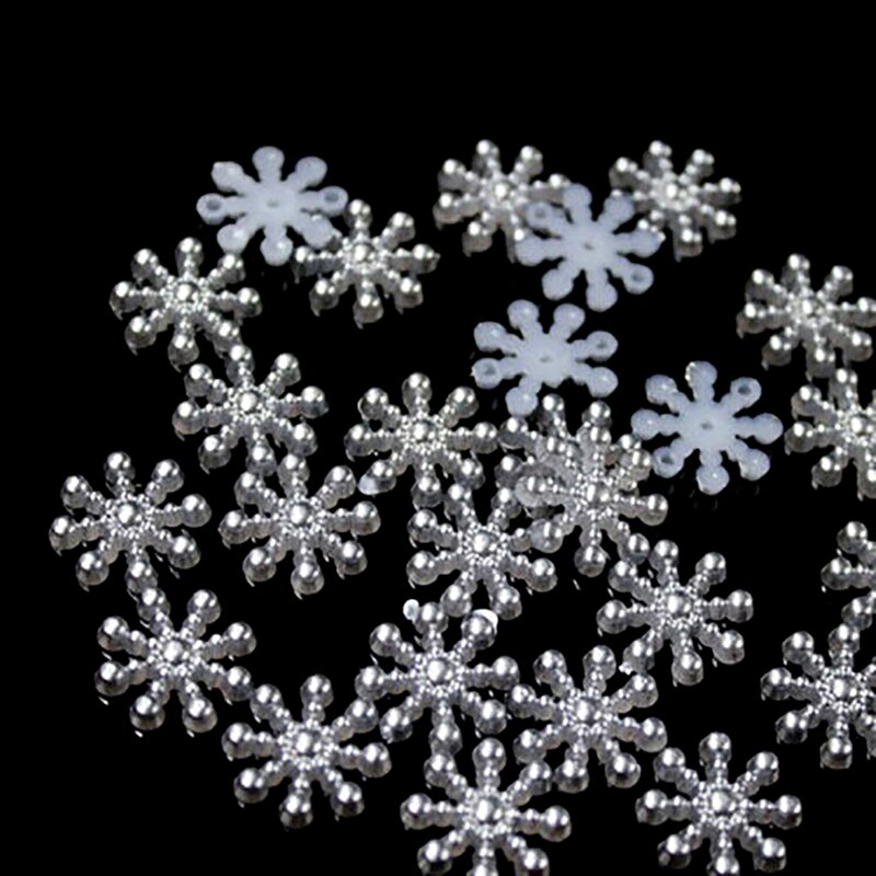 100Pcs Snowflake Kunstmatige Plaksteen Parel Kerst Card Making Diy Craft 12 Mm