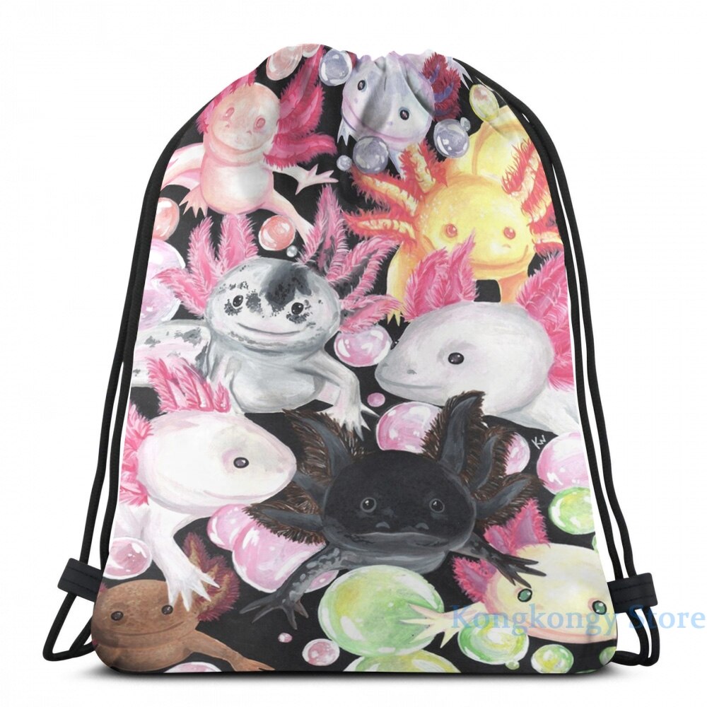 Grappige Grafische Print De Axolotls Usb Lading Rugzak Mannen Schooltassen Vrouwen Tas Reizen Laptoptas: Drawstring Bag