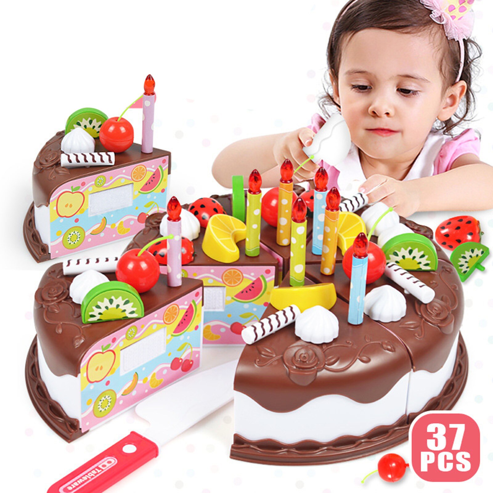 37Pcs Pretend Taart Voor Kids, Diy 99 Stuks Decorating Party Play Voedsel Speelgoed