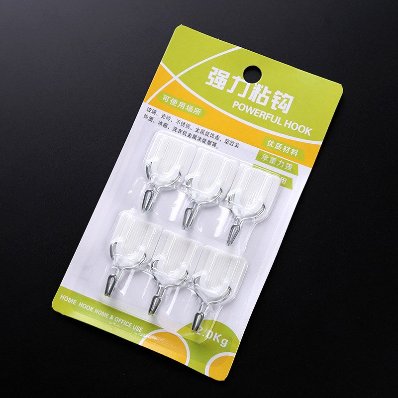 Ganchos adhesivos fuertes, colgador adhesivo para puerta, 6 uds., soporte blanco para toallas, tipo pared, accesorios de cocina de plástico, multifunción: Default Title
