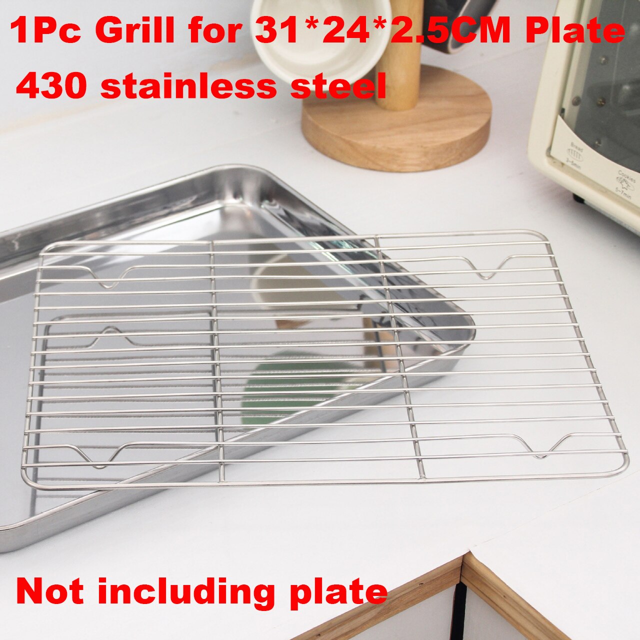 Steamed Vermicelli Roll Plate of 430 304 Stainless Steel Square Plate Water Pans Tray Steamed Flour with Flat Plate of Food Dish: Grill 3