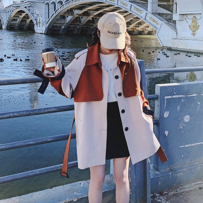 Trench-coat à col rabattu pour femme, Style – Grandado