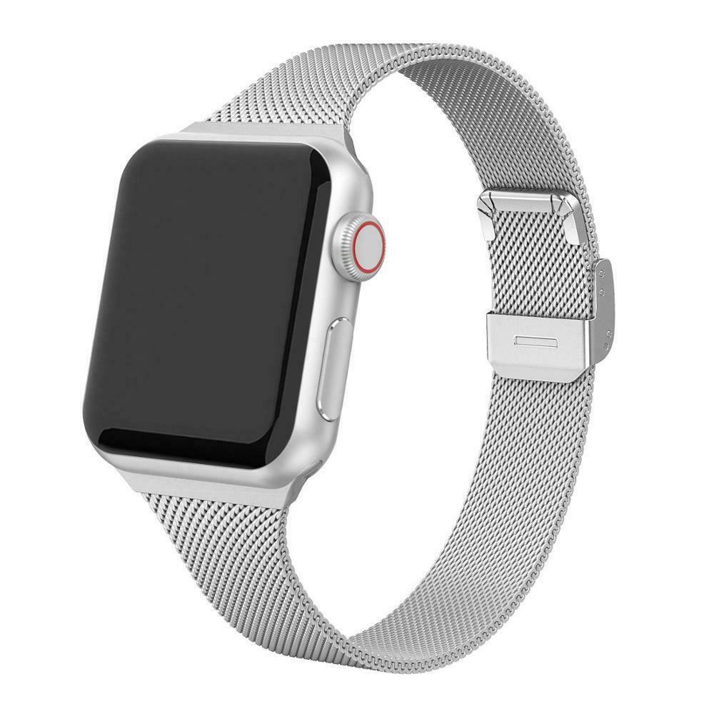 Dunne Vouwsluiting Milanese Bands Voor Apple Horloge Serie 6 5 4 3 2 Se Rvs Horlogebanden Voor Iwatch 38 40 42 44Mm Strap