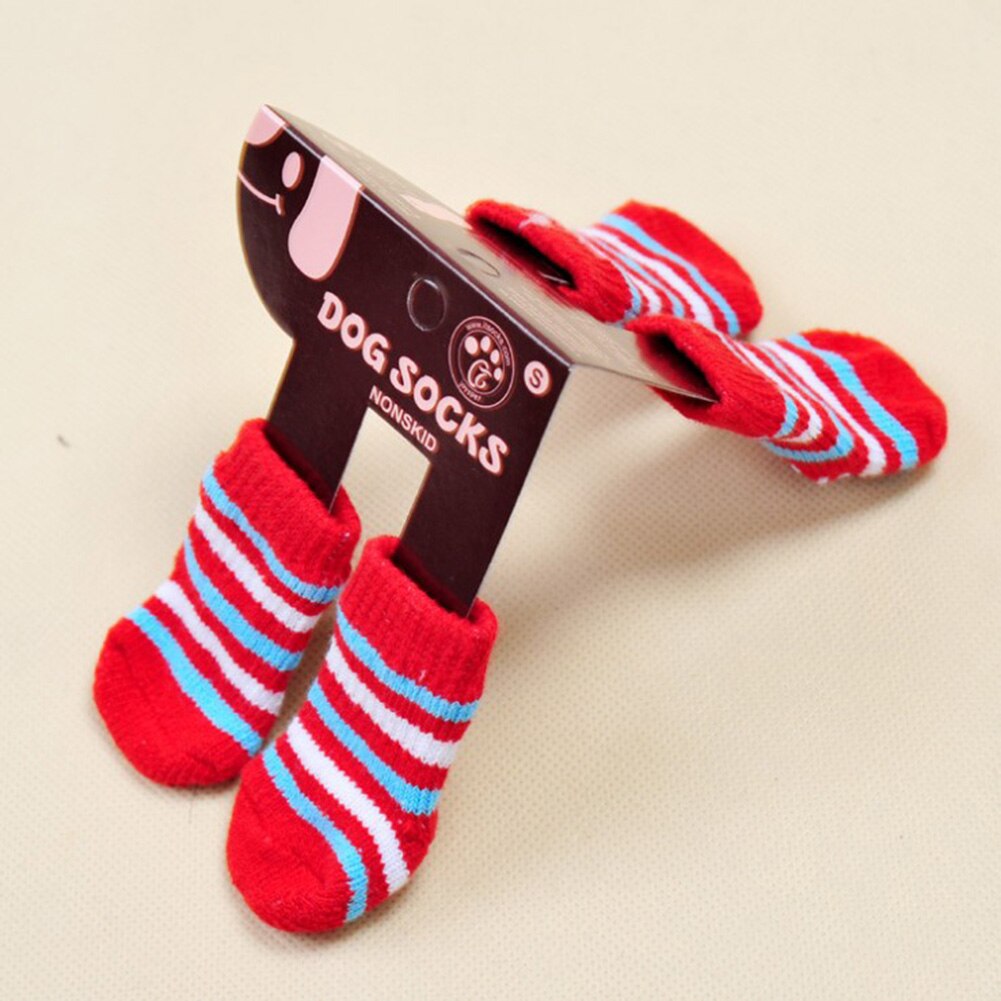 2 Pair Anti-Slip Knit Small Dog Socks Cute Cartton Letter Printed Puppy Dog Cat Socks Cotton Warm Pet Dog Socks