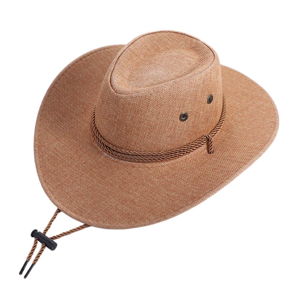 Linen Western Cowboy Hat Beach Cap Climbing Hat Summer Sun Hat Outdoor Visor Cap Cycling Cap Beach Sunscreen Cap Summer: green