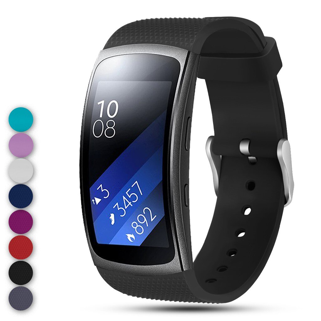 Eieuuk Zachte Siliconen Polsband Bandjes Sport Band Armband Voor Samsung Gear Fit 2 Pro En Fit 2 SM-R360 Smartwatch: Black