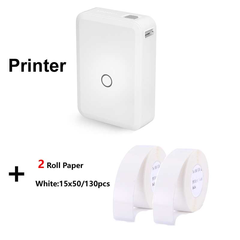 Niimbot D11 D110 Label Printer Mini Draagbare Pocket Geen Inkt Label Maker Voor Mobiele Telefoon Home Office Gebruik Print Met naam: add 2rolls 15x50