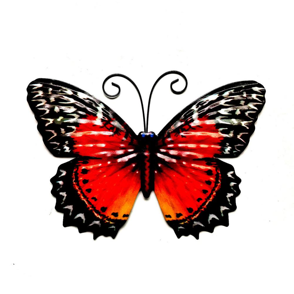 Style 3D Metal Butterfly Decor Inspirational Garden Wall Decor Sculpture Fridge Stickers Room Decoration: Red