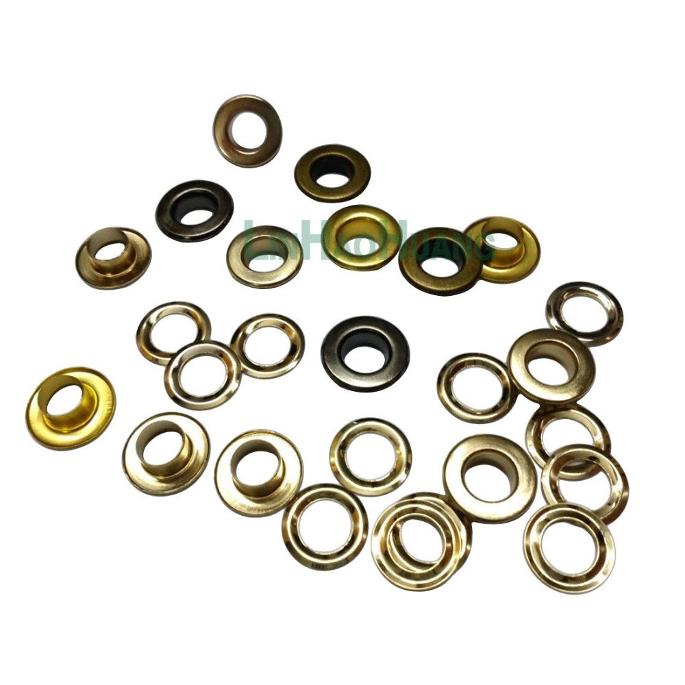 Œillets en fer métallique de 8mm avec œillets ronds en métal et rondelle, nickel noir, bronze/or, couleur plaqué, , 200sets/lot