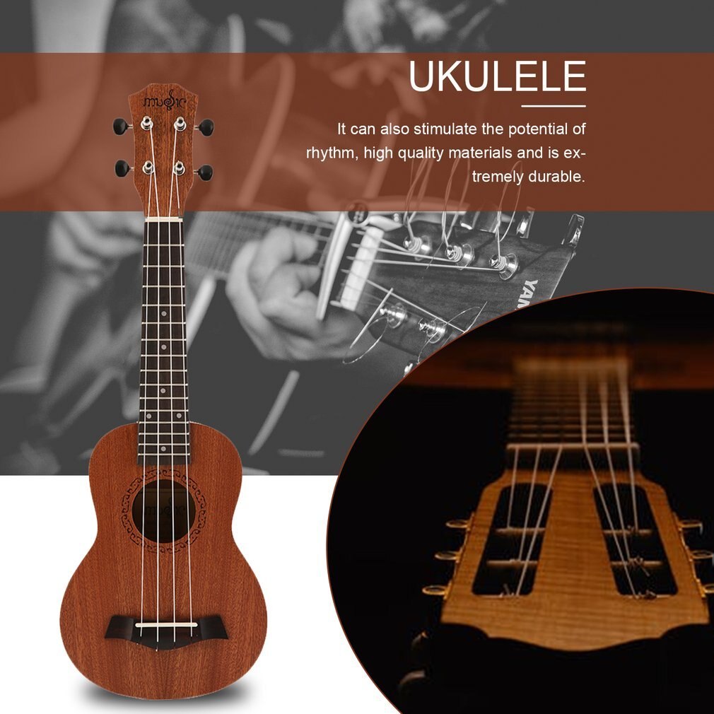21Inch Soprano Acoustic Electric Ukulele Guitar 4 Strings Ukelele Guitarra Handcraft Wood White Guitarist Mahogany Plug-In