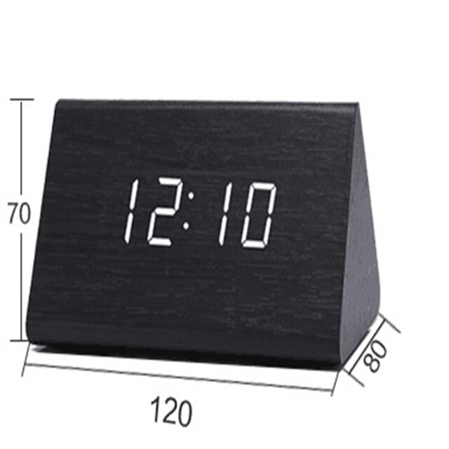 Digital Clock Wood Alarm Clock LED Electronic Display Temperature Humidity Sensing Clocks Bedroom Mirror Time Clock: 8