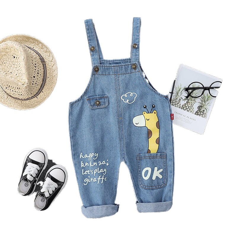 Lente Herfst Kinderen Kleding Baby Jongens Meisjes Cartoon Denim Broek Overalls Baby Outfit Kids Giraffe Peuter Casual