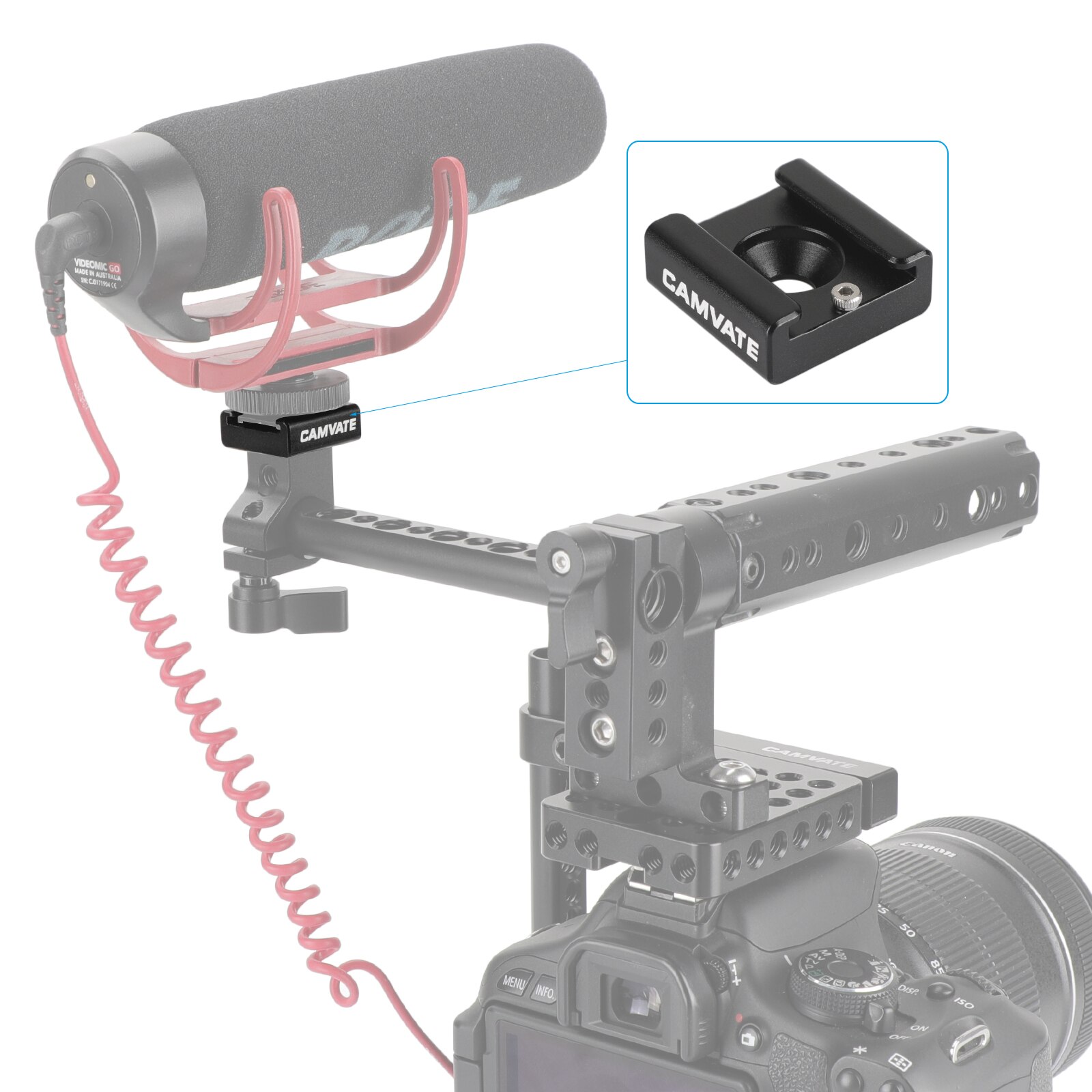 CAMVATE 2x1/4&quot; Cold Shoe Mount for Blackmagic DSLR Rig Video Light Cinema Camera Cage
