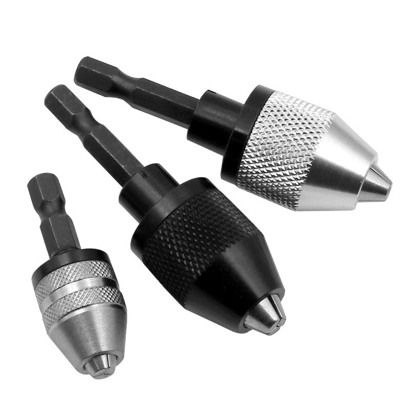 Mini Keyless Drill Chuck 0.3-8mm Self-Tighten Electric Drill Bits Collet Fixture Tools 1/4" Hex Shank Quick Change Converte