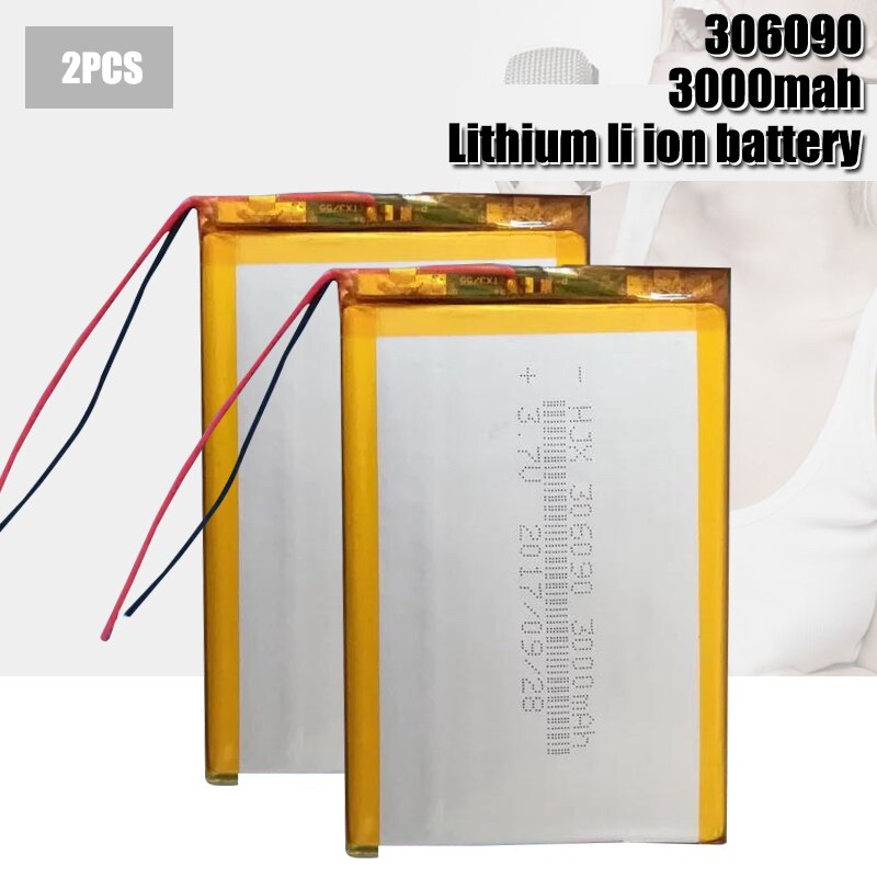3,7 V 3000mah 306090 Lithium-Polymer akku Für Tablette Handy, Mobiltelefon Energie Bluetooth Headset MP3 MP4 MP5 GPS PSP Mitte: 2Stck