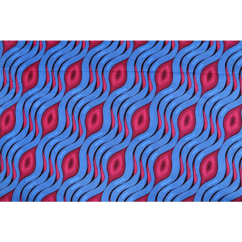 maravilloso estampado de patrón de azul y rojo de Ankara auténtico africano Real tela de cera holandesa 6 yardas \ lote