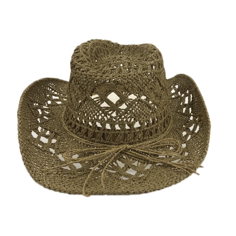 Håndlaget strå solhatt menn western cowboy sommer strandhette kvinner solid hule strå jazzhatter sombrero de paja hombres  yy17167
