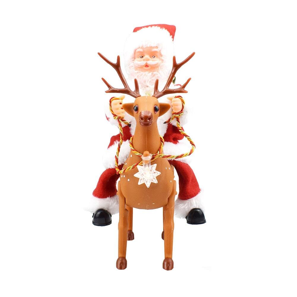 Creatieve Santa Pop Met Paardrijden Herten Elektrische Muziek Speelgoed Xmas Ornament Decor Milieubescherming En Duurzaamheid