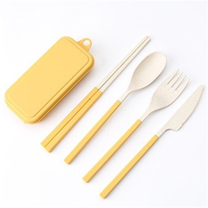 Baby Gadgets Tableware Set Children Utensil Stainless Steel Toddler Dinnerware Cutlery Cartoon Infant Food Feeding Fork Spoon: Yellow sets