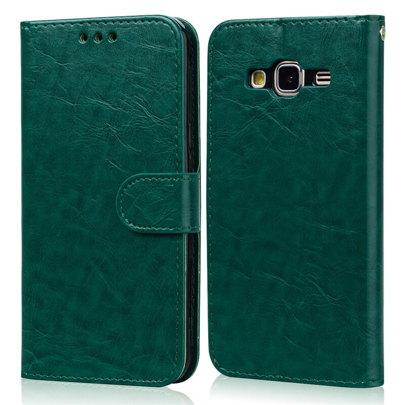 Phone Case For Samsung Galaxy J3 J320F Case Bumper Silicon Case for Samsung J3 6 Leather Flip Case For Samsung J3: Dark Green