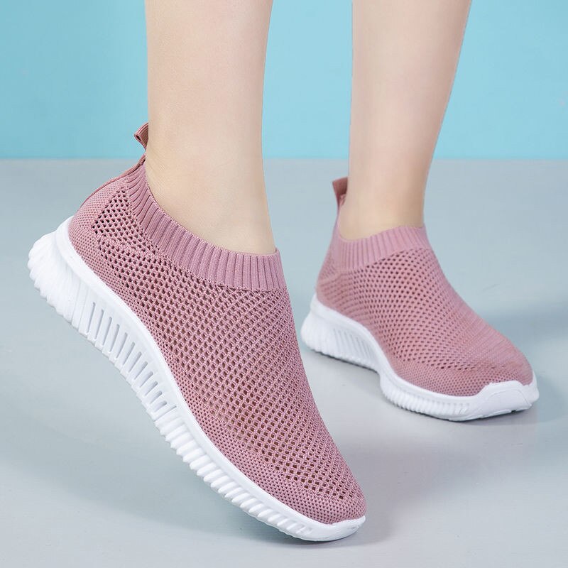 Baskets pour femmes, chaussettes respirantes, chaussures décontractées, Tennis, maille, chaussures de Sport, plates, Plus 41, été, 2022