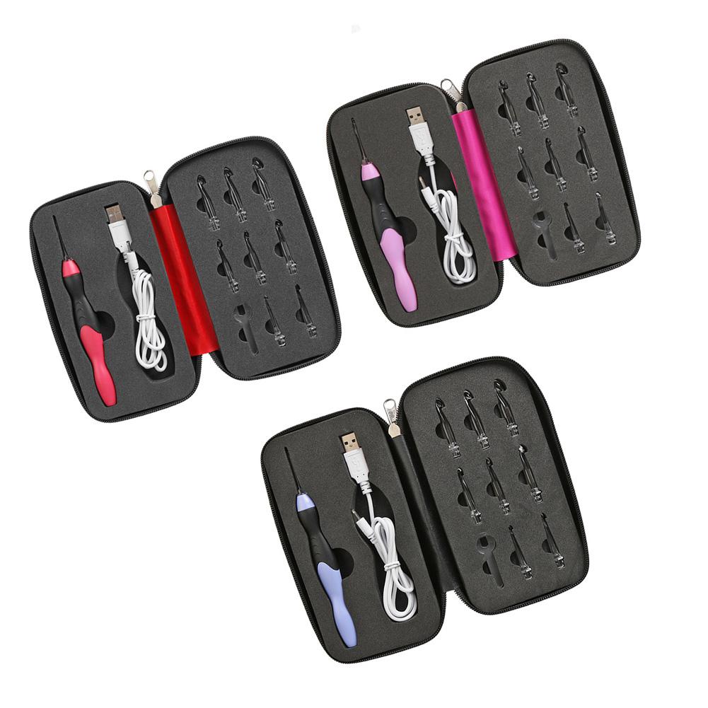 9 in 1 usb light up virknålar stickor led sömnadsverktyg set gör det själv vävtröja verktygssats sömnadstillbehör