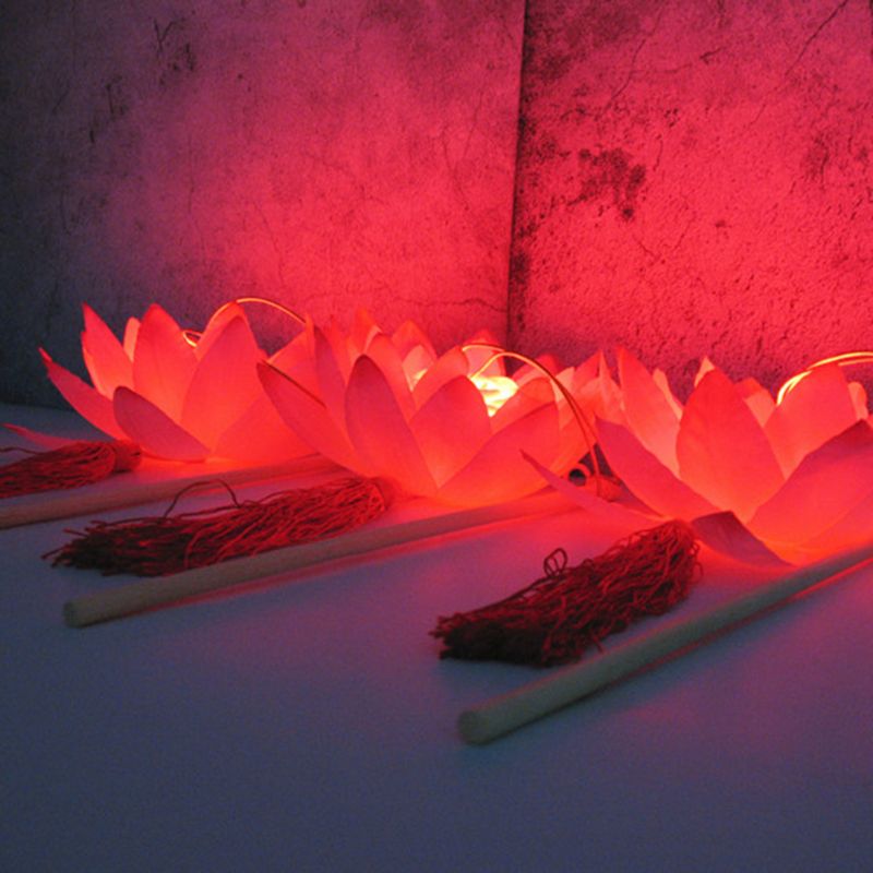 Bærbar fantastisk blomstrende lotusblomst lys lampe fest glødende lanterner til mid-efterårs festival dans rekvisitter