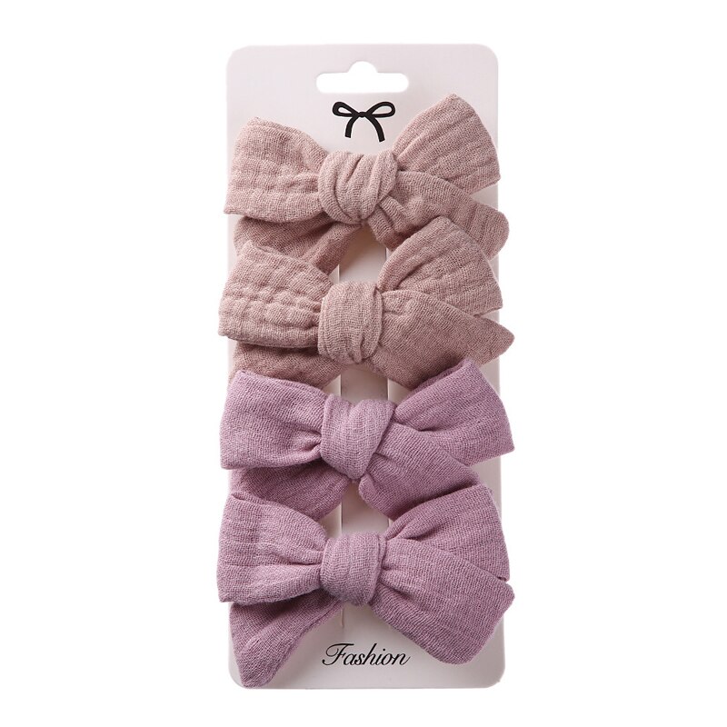Pinzas para el pelo para niña, ganchos de algodón para bebé, accesorios bohemios, horquilla bonita para niña, 4 unids/set por juego: 2