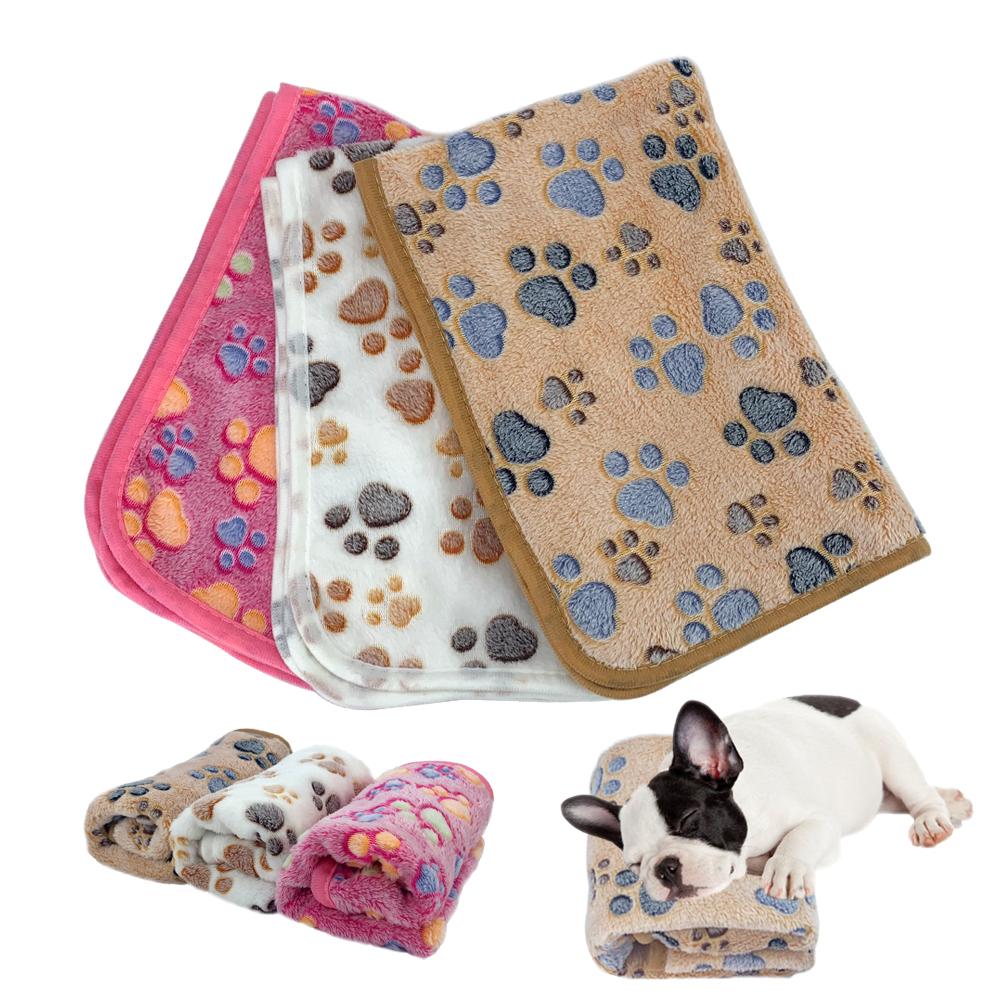 Pet Soft Warm Blanket Winter Coral Plush Paw Print Blanket Cat And Dog Mattress Medium Small Dogs Cats Coral Fleece Pet Supplies