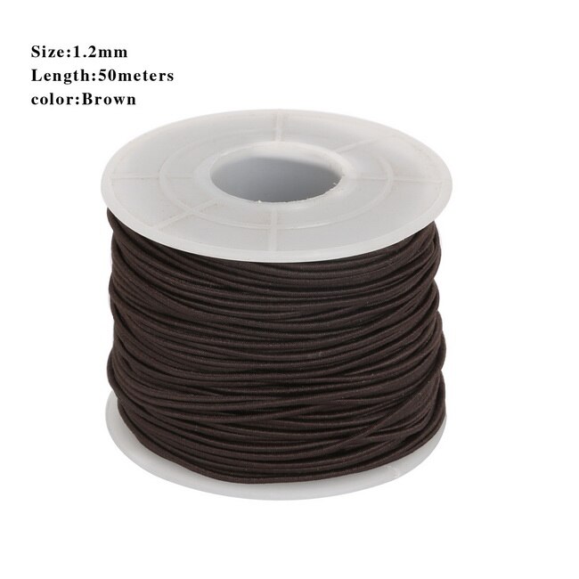 Dia cordon élastique rond en perles de 0.8/1.2/1.5mm, fil extensible, ficelle/corde pour fabriquer des colliers, Bracelet, fourniture de matériel bijoux à bricoler soi-même: Brown  50m