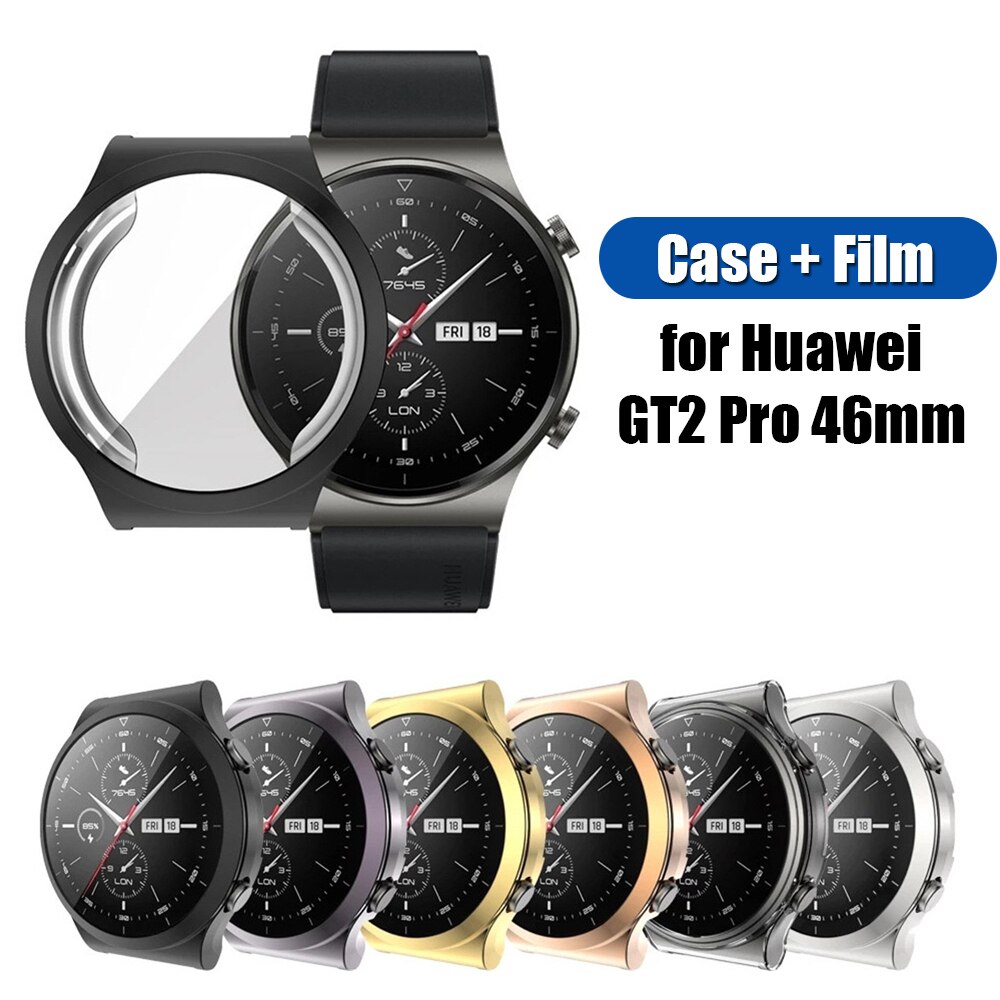 Tpu caso para huawei assista gt2 pro 46mm caso protetor com filme protetor de tela à prova de choque anti-risco impacto resistente