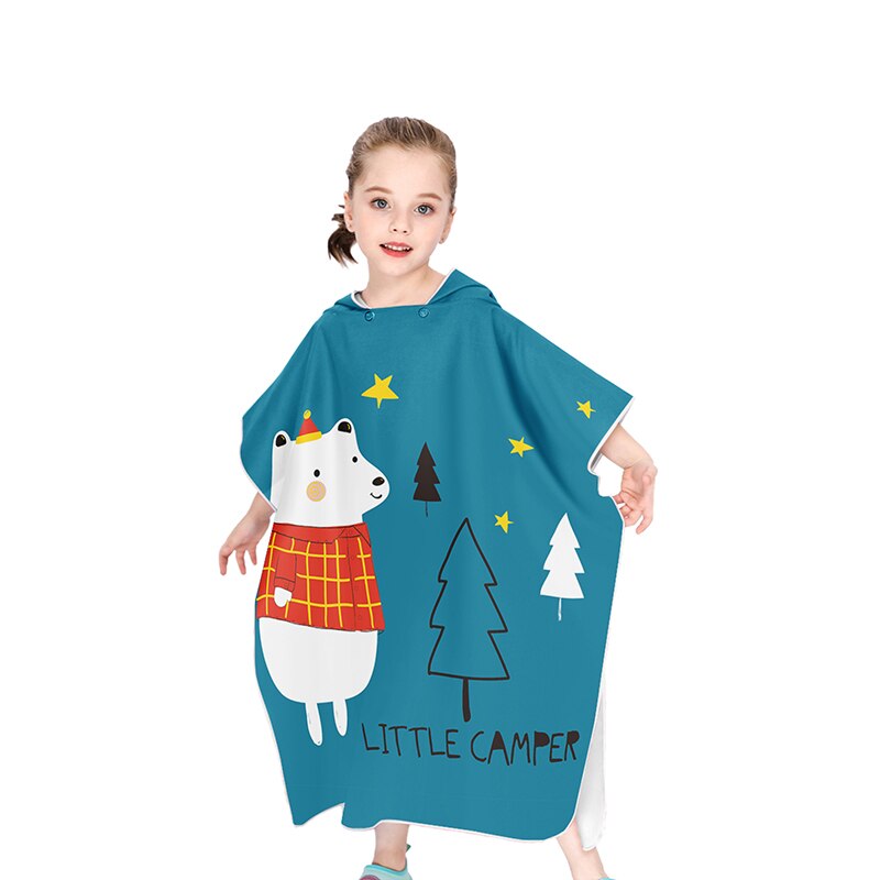 Kitten Kind Strand Veranderende Poncho Cartoon Meisjes Seaside Zonnebrandcrème Strand Gewaad Microfiber Snel Droog Hooded Handdoek Dieren Gedrukt: 22I