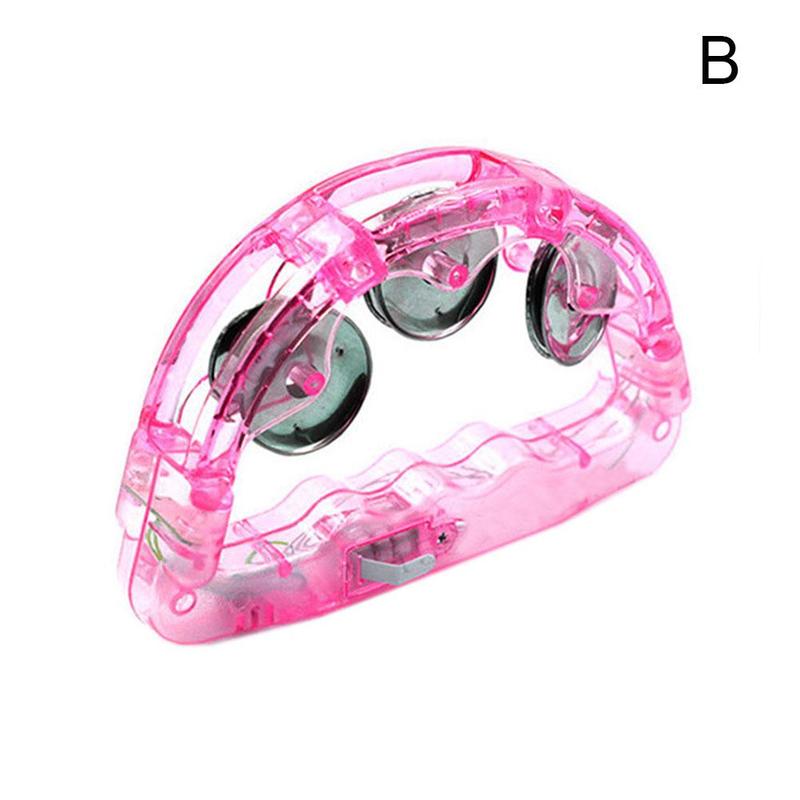 Pandereta de bebé con luz LED, juguete sensorial para niños, instrumento Musical para agitar, con pilas incluidas:  pink
