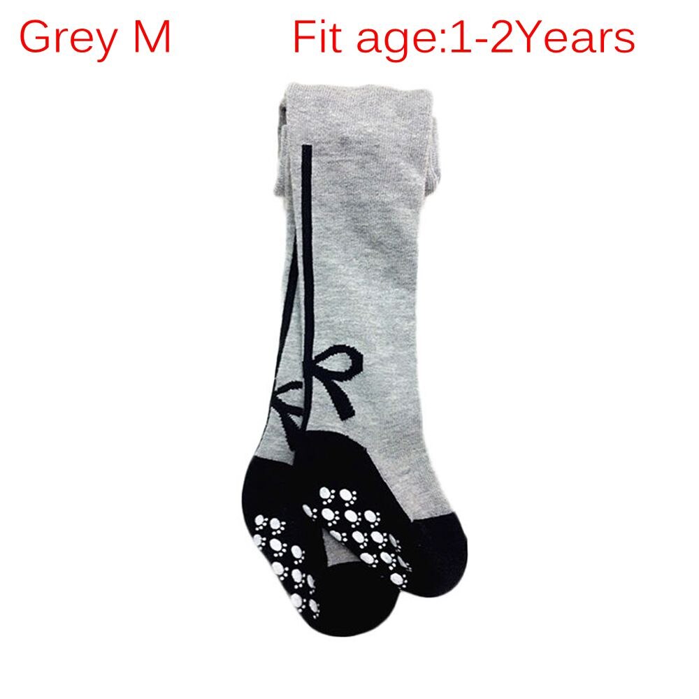 Boog Legging Mode Warme Sokken Meisjes Kousen Kinderen Panty Baby Anti-Slip Strakke Broek Baby Kleding: grey-M