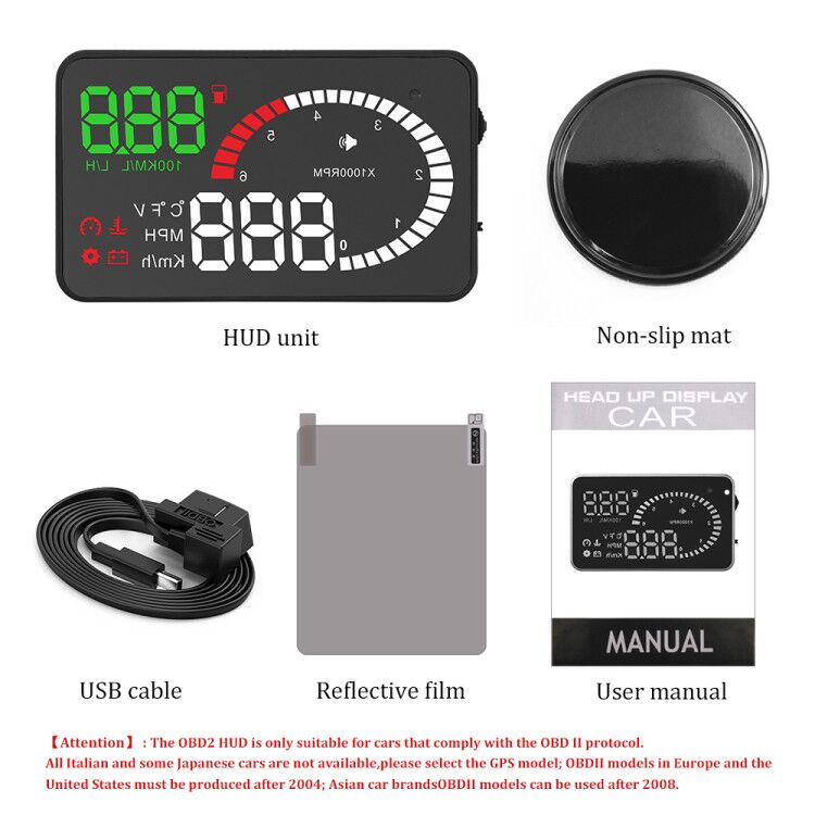 X6 Car HUD Head-Up Display OBD 2 GPS Digital Car Speedometer Alarm Speed Projector Warning Auto HUD OBD2 Display