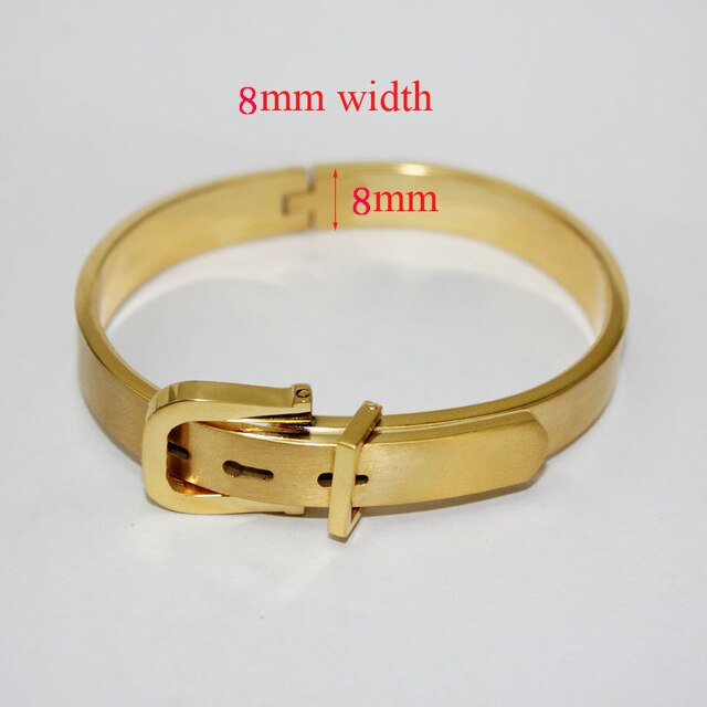 Riem Gesp Armband Femme 4 Kleuren Rvs Punk Verstelbare Manchet Armbanden Bangles Lady Sieraden: 8 mm gold