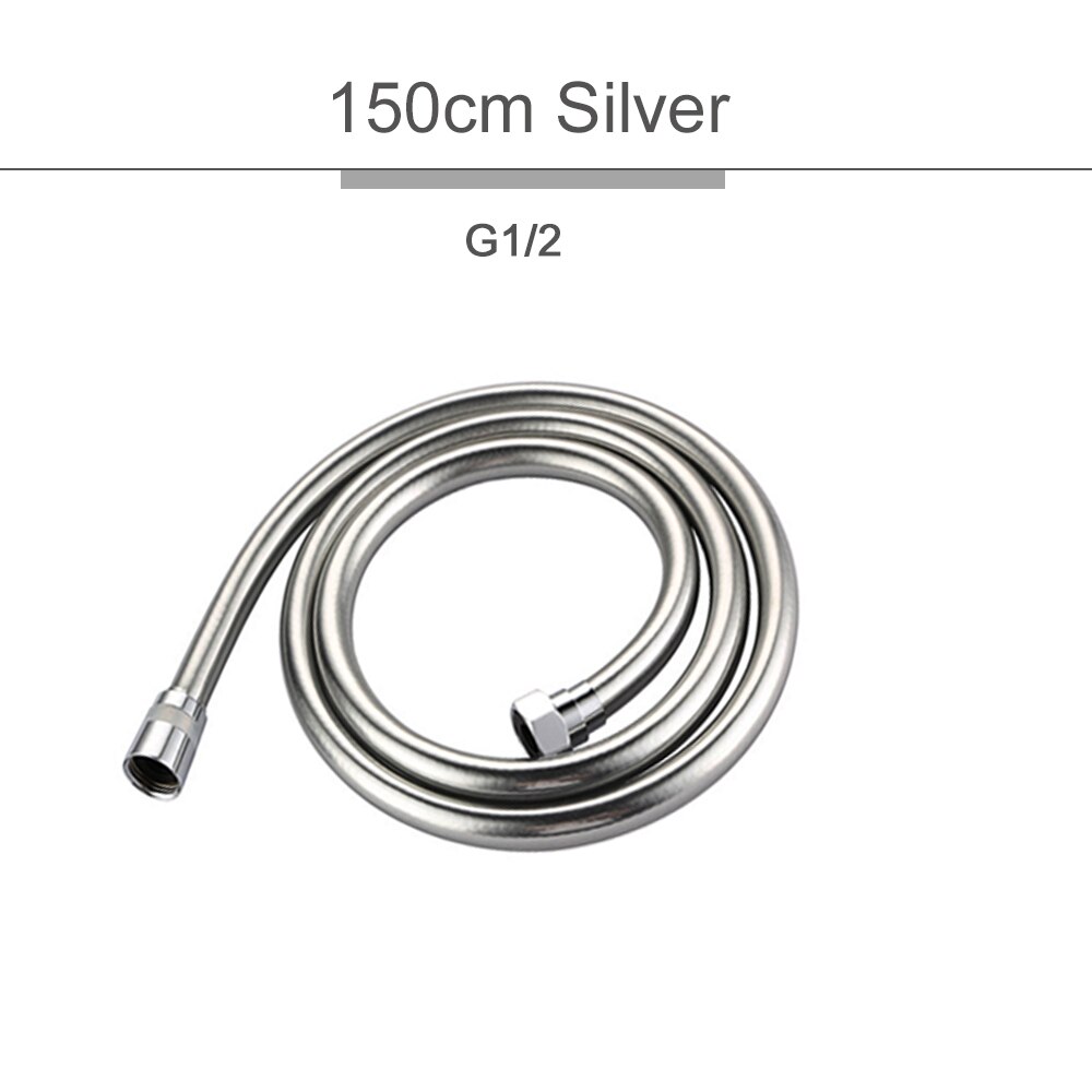 Grey Silver PVC Shower Hose 1.2-2m High Pressure Handheld Flexible Plumbing Hose GI/2 Universal Interface Anti Winding Fixture: P 150 Silver