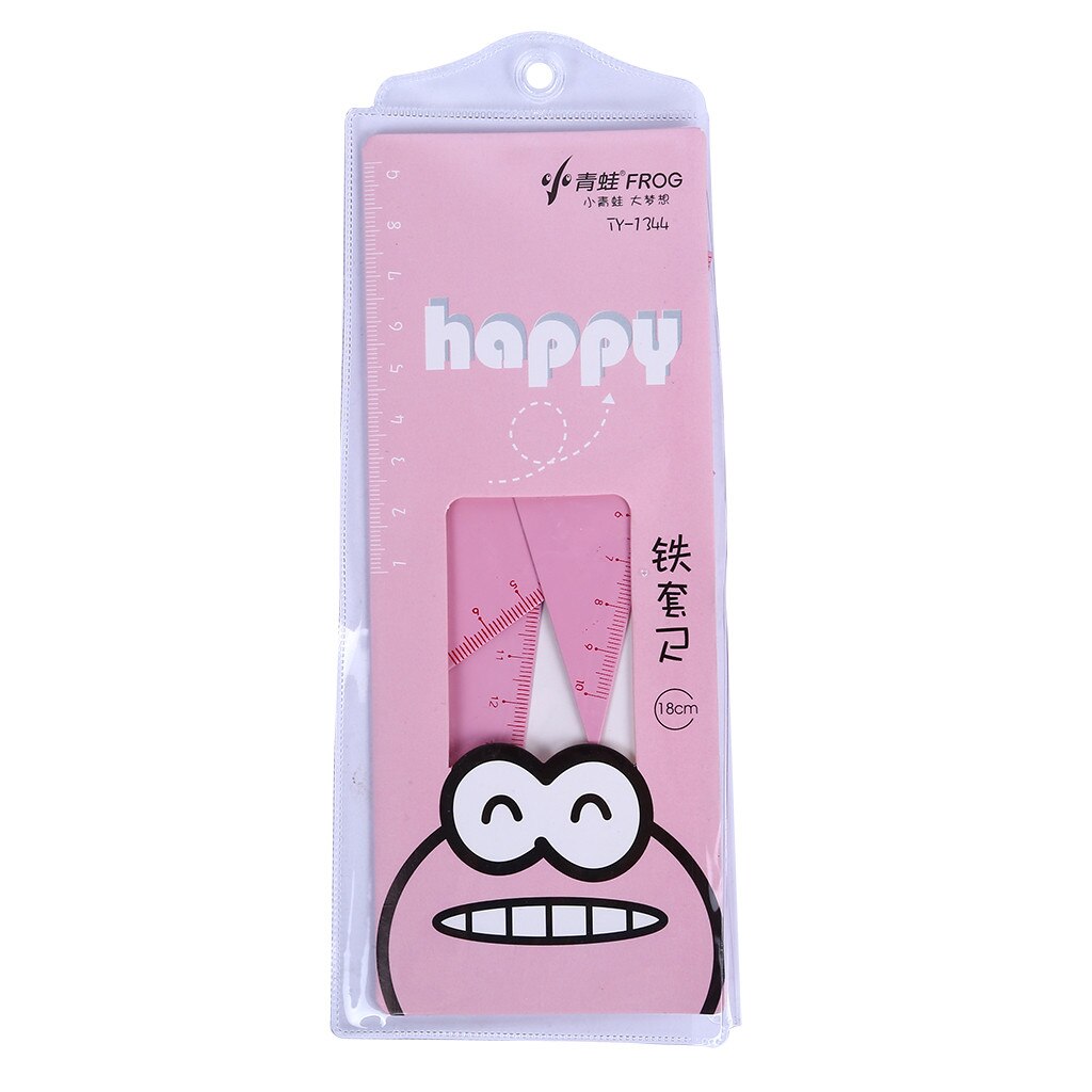 Four-Piece Ruler Geometric Ruler Drawing Boutique Standard Set of Student Office Ruler: Pink