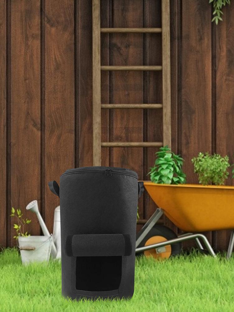 33 Gallons Durable Garden Yard Compost Bag With Lid Non-Woven Fabric Organic Compost Bag Garden Fertilizer Bag Plant Grow Bag