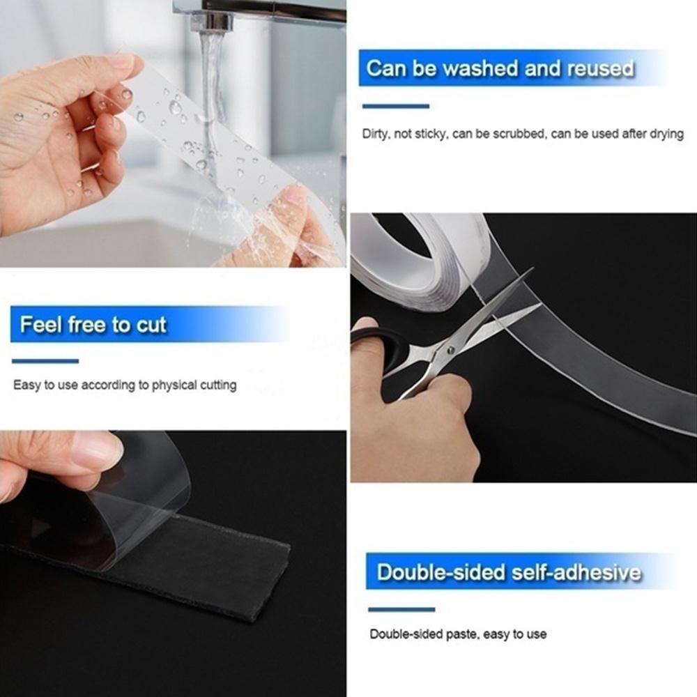 1M/3.0M/5M Sturdy Reusable Nano Adhesive Tape Seamless Tape Nano Invisible Adhesive Shear Key Kitchen Utensils Home Garden