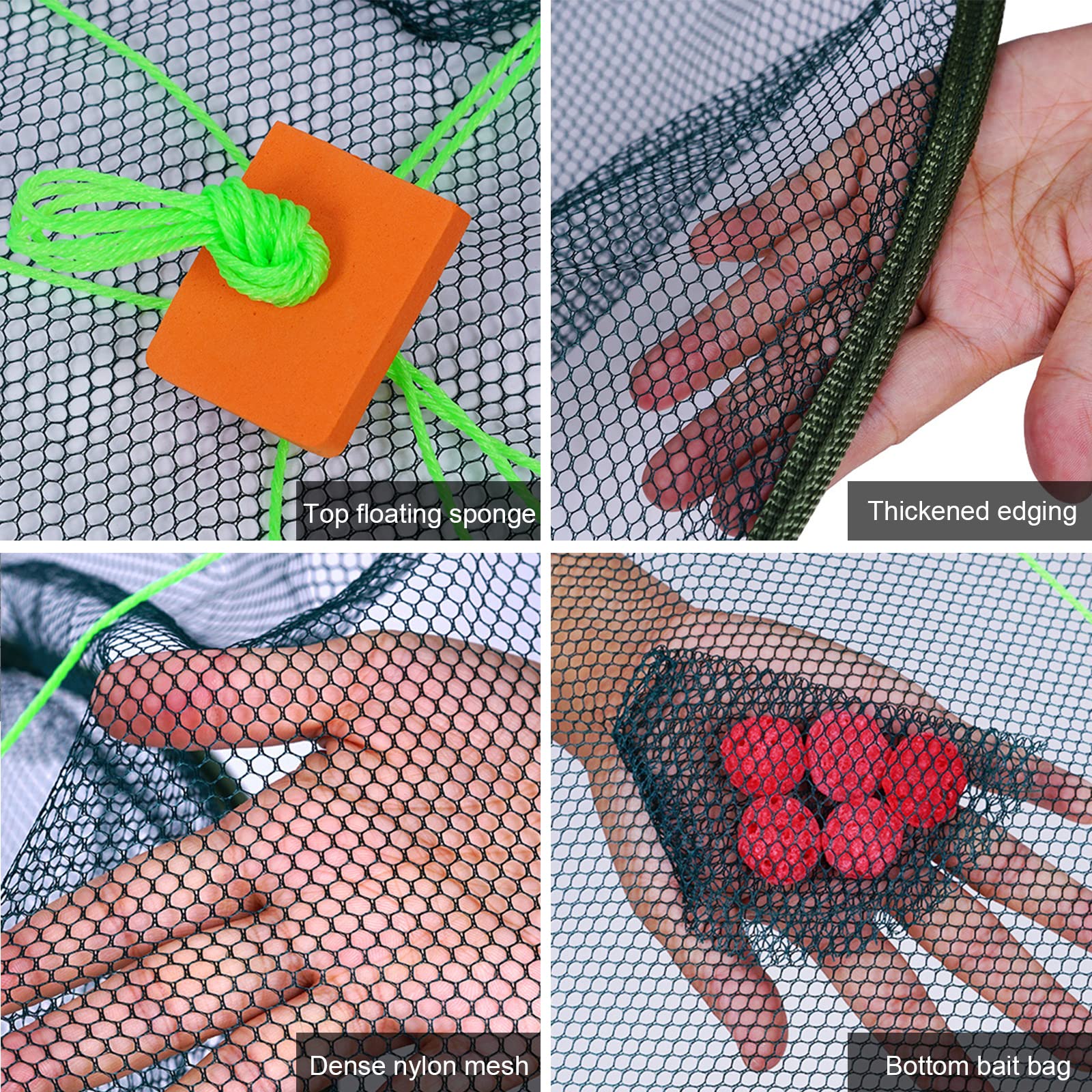 80/100cm pliable goutte filet pêche atterrissage crevette appât crabe crevette jetée port étang maille pour rivage Vertical utilisation filet de pêche
