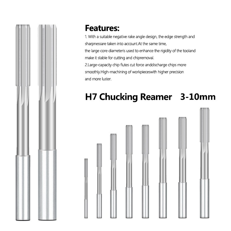 Cmcp Hss H7 Machine Ruimers Set 4/5/8 Stuks 3-10Mm Rechte Shank Gooien Ruimer metalen Cutter Tool Rechte Ruimer