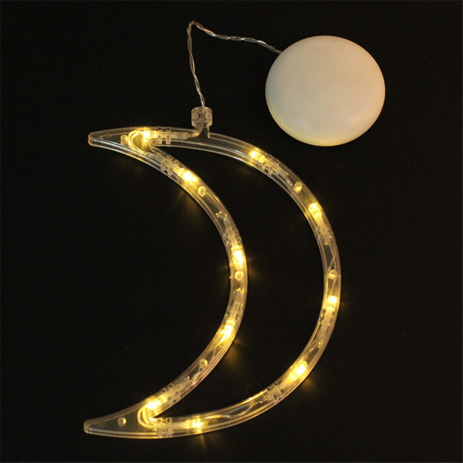 Led kerstverlichting glazen decoratie maan ster lampen raam decoratieve verlichting kindernachtlampje aaa op batterijen kerst