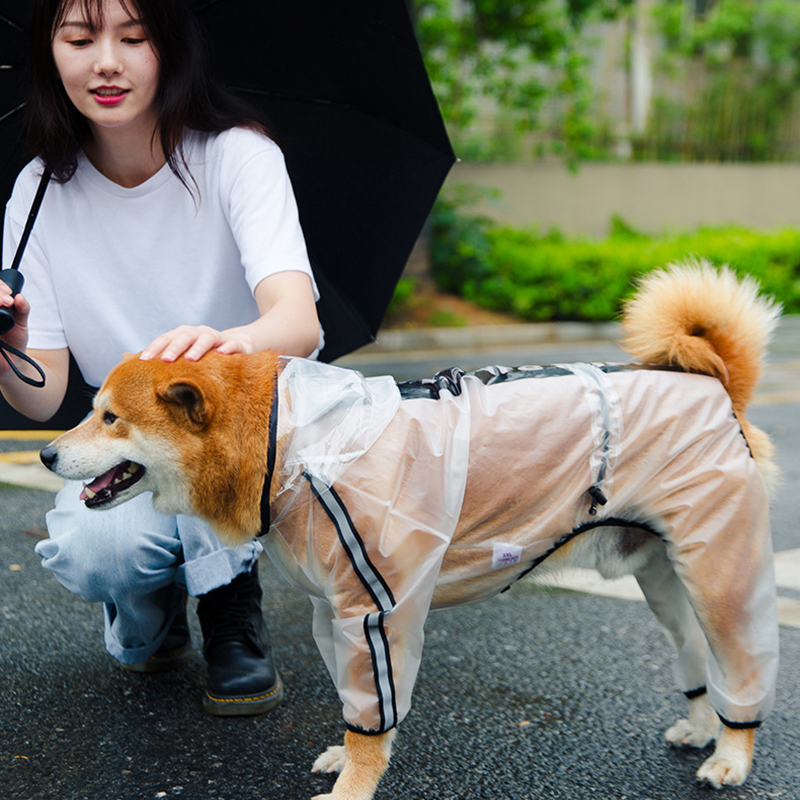 Waterproof Dog Raincoat With Hood Transparent Pet Cat Puppy Rain Coat Pet Jacket Clothes For Small Medium Large Dog Pet Supplies