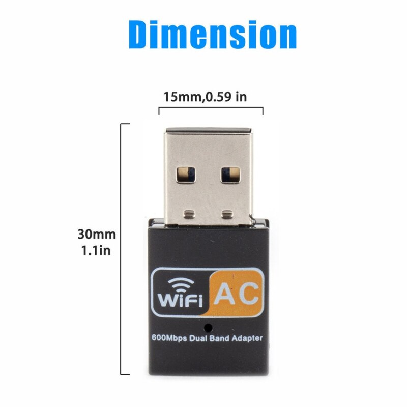 600Mbps Dual Band 2.4GHz 5GHz WiFi Adapter USB Wireless 802.11ac/a/b/g/n Dongle