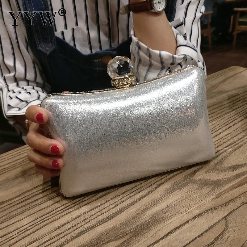 Pochette de soirée en argent pour femmes, Mini sac à bandoulière avec chaîne, pochette élégante pour fête de mariage