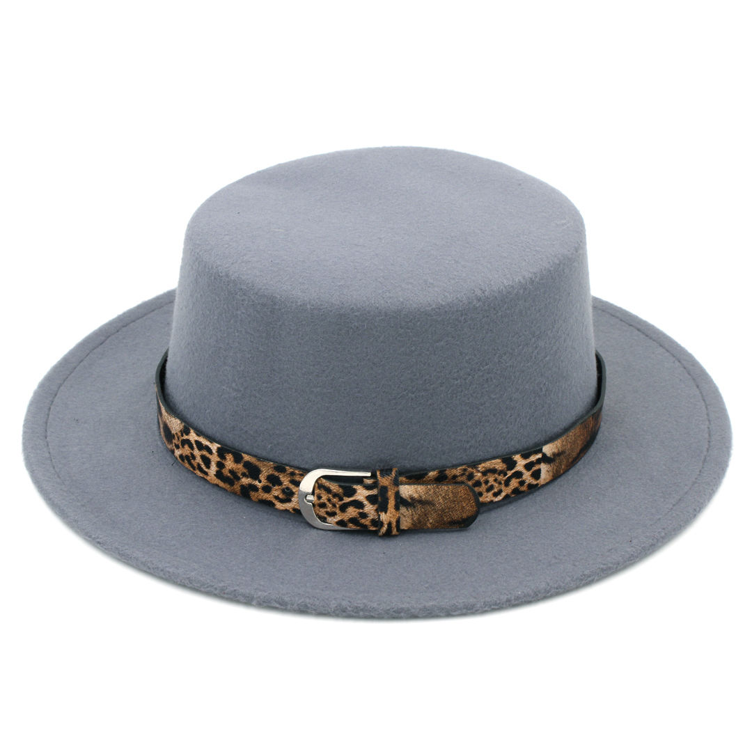 Mistdawn damer kvinder uld blanding sejlerhat sømand bred skygge flade top kasketter bowler hatte leopard læder bånd