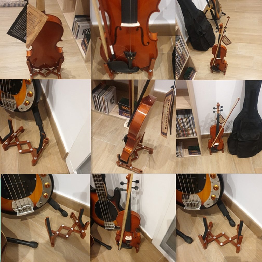 Portable Folding Violin Stand Musical Instrument Fiddle Floor Holder Rack Violins Guitar Accessories