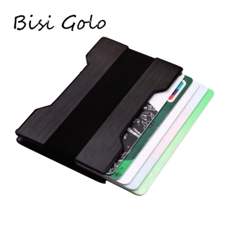 Bisi goro multipel aluminium kortholder business rfid kort etui menn slim kort lommebok anti-tyveri elastisk bånd kortholder