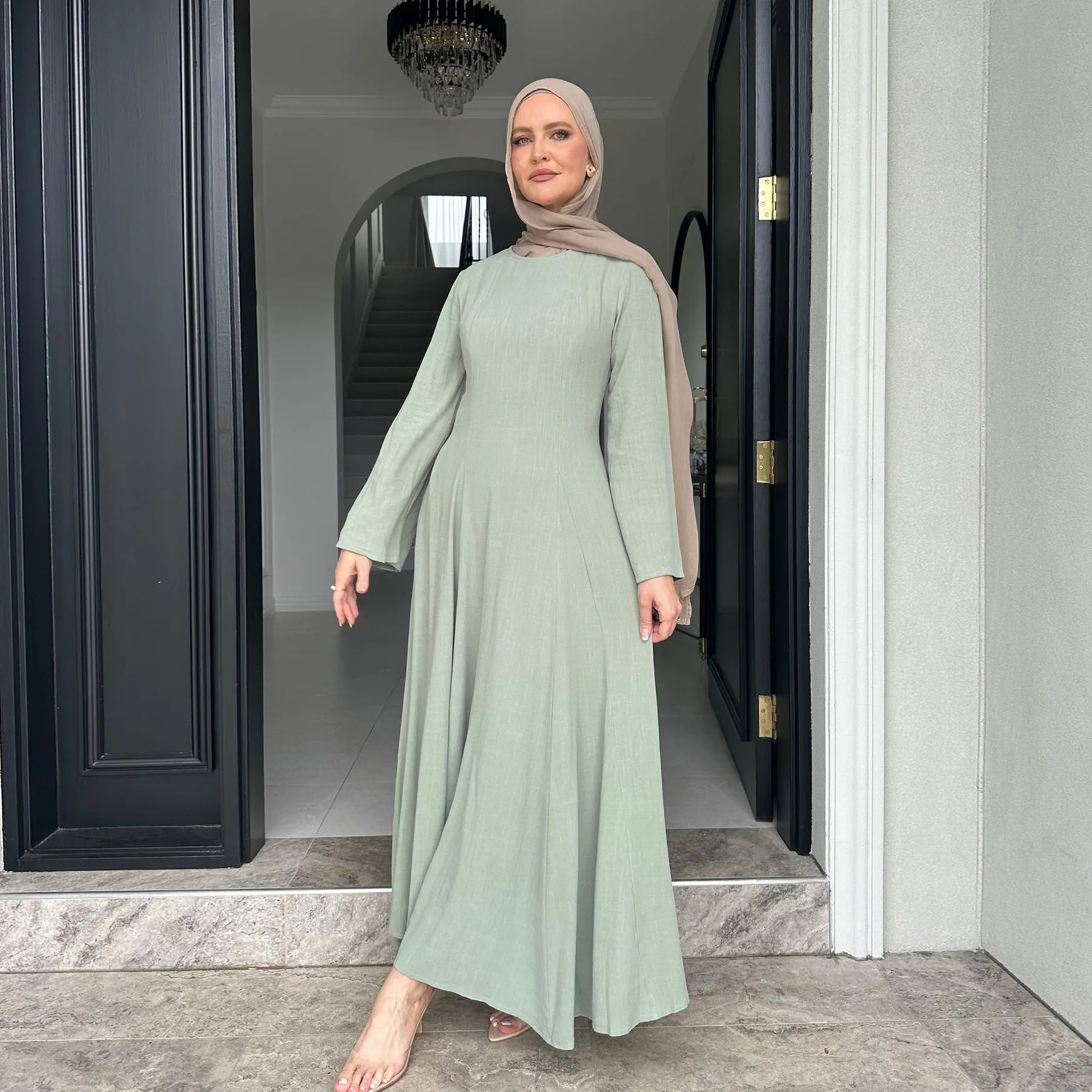 Roupas para mulheres muçulmanas sólido robe malaio turquia dubai zíper cardigan robe moda simplicidade vestido de verão abayas para mulher: L / Ciano